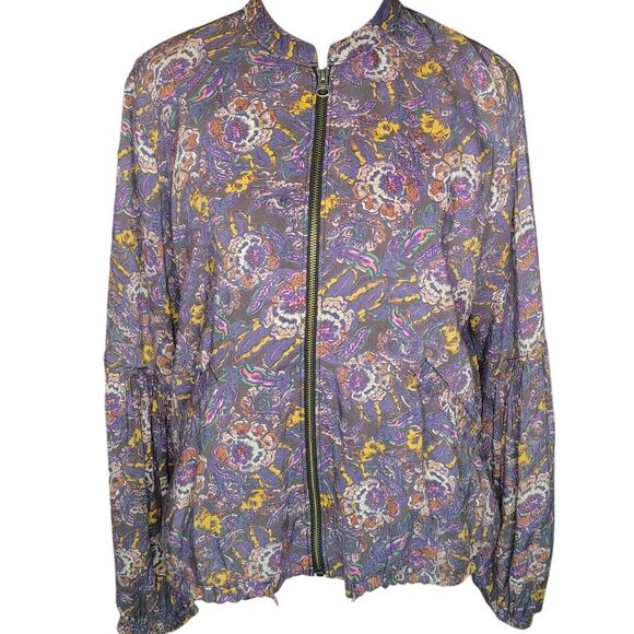 Free People Bell Sleeve Floral Zip Jacket – Women’s Small - Picture 3 of 9